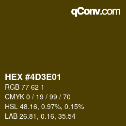 Color code: HEX #4D3E01 | qconv.com