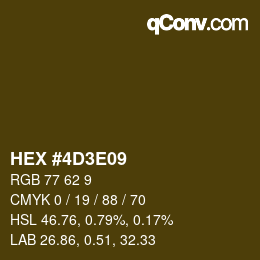 Color code: HEX #4D3E09 | qconv.com