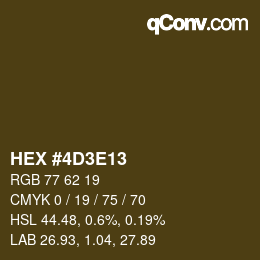 カラーコード: HEX #4D3E13 | qconv.com