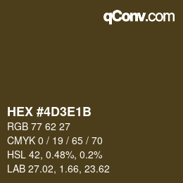 Color code: HEX #4D3E1B | qconv.com