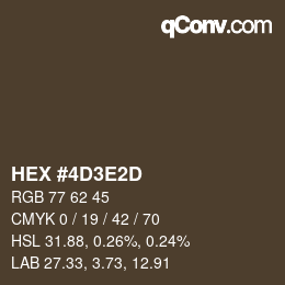 Color code: HEX #4D3E2D | qconv.com