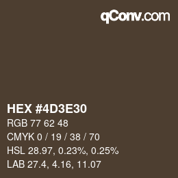 Color code: HEX #4D3E30 | qconv.com