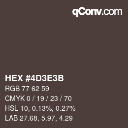 Color code: HEX #4D3E3B | qconv.com