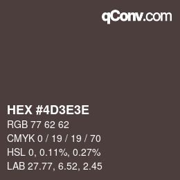 Code couleur: HEX #4D3E3E | qconv.com