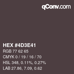 Color code: HEX #4D3E41 | qconv.com