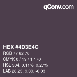 Color code: HEX #4D3E4C | qconv.com