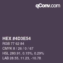 Color code: HEX #4D3E54 | qconv.com