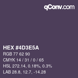 Color code: HEX #4D3E5A | qconv.com