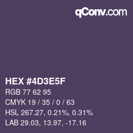 カラーコード: HEX #4D3E5F | qconv.com