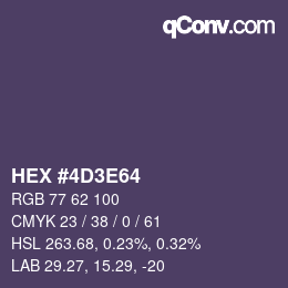 Color code: HEX #4D3E64 | qconv.com