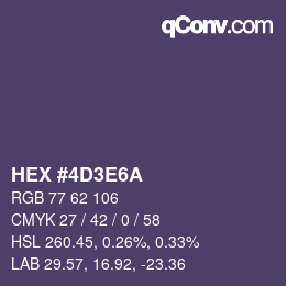 Color code: HEX #4D3E6A | qconv.com