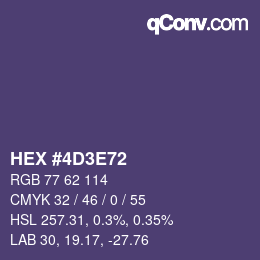 Color code: HEX #4D3E72 | qconv.com