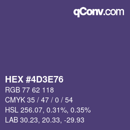 Color code: HEX #4D3E76 | qconv.com