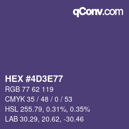 Color code: HEX #4D3E77 | qconv.com