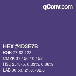 Color code: HEX #4D3E7B | qconv.com