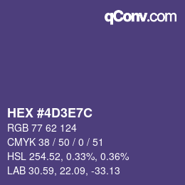 Color code: HEX #4D3E7C | qconv.com