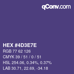 Color code: HEX #4D3E7E | qconv.com