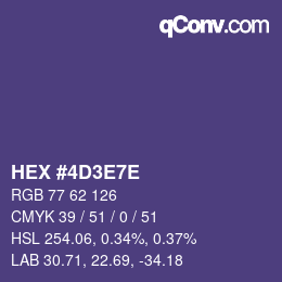 Code couleur: HEX #4D3E7E | qconv.com
