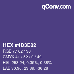 Color code: HEX #4D3E82 | qconv.com