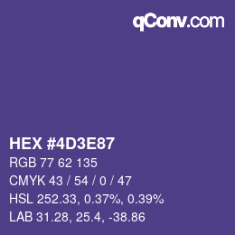 Código de color: HEX #4D3E87 | qconv.com