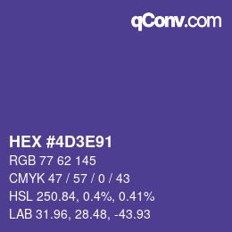 Color code: HEX #4D3E91 | qconv.com