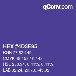 Color code: HEX #4D3E95 | qconv.com