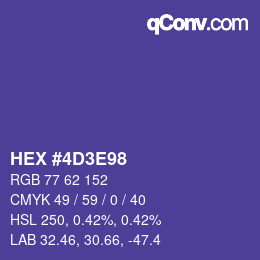 Color code: HEX #4D3E98 | qconv.com