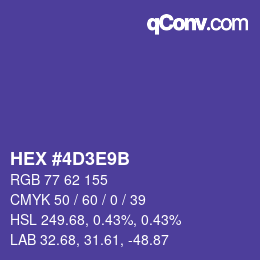 Color code: HEX #4D3E9B | qconv.com