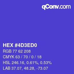 颜色代码: HEX #4D3ED0 | qconv.com
