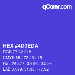 Farbcode: HEX #4D3EDA | qconv.com