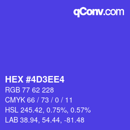 Color code: HEX #4D3EE4 | qconv.com