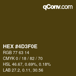 Color code: HEX #4D3F0E | qconv.com