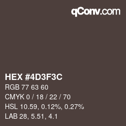 Color code: HEX #4D3F3C | qconv.com