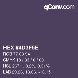 Color code: HEX #4D3F5E | qconv.com