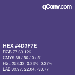 カラーコード: HEX #4D3F7E | qconv.com