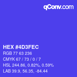 カラーコード: HEX #4D3FEC | qconv.com