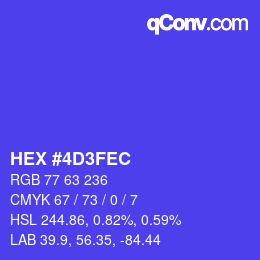 Color code: HEX #4D3FEC | qconv.com