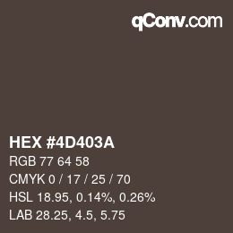 Color code: HEX #4D403A | qconv.com