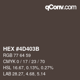 カラーコード: HEX #4D403B | qconv.com