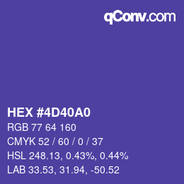 颜色代码: HEX #4D40A0 | qconv.com