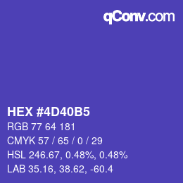 颜色代码: HEX #4D40B5 | qconv.com