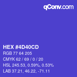 カラーコード: HEX #4D40CD | qconv.com