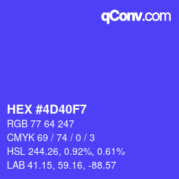 カラーコード: HEX #4D40F7 | qconv.com