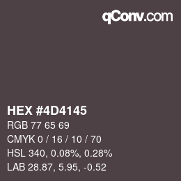 颜色代码: HEX #4D4145 | qconv.com