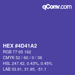 カラーコード: HEX #4D41A2 | qconv.com
