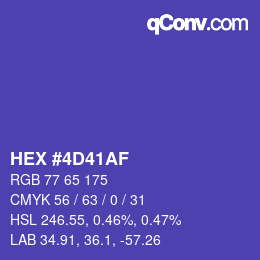 Color code: HEX #4D41AF | qconv.com