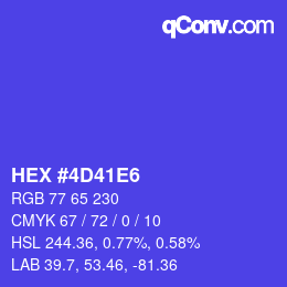 カラーコード: HEX #4D41E6 | qconv.com