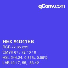 Color code: HEX #4D41EB | qconv.com