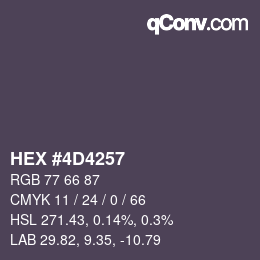 Farbcode: HEX #4D4257 | qconv.com