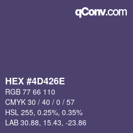 Color code: HEX #4D426E | qconv.com